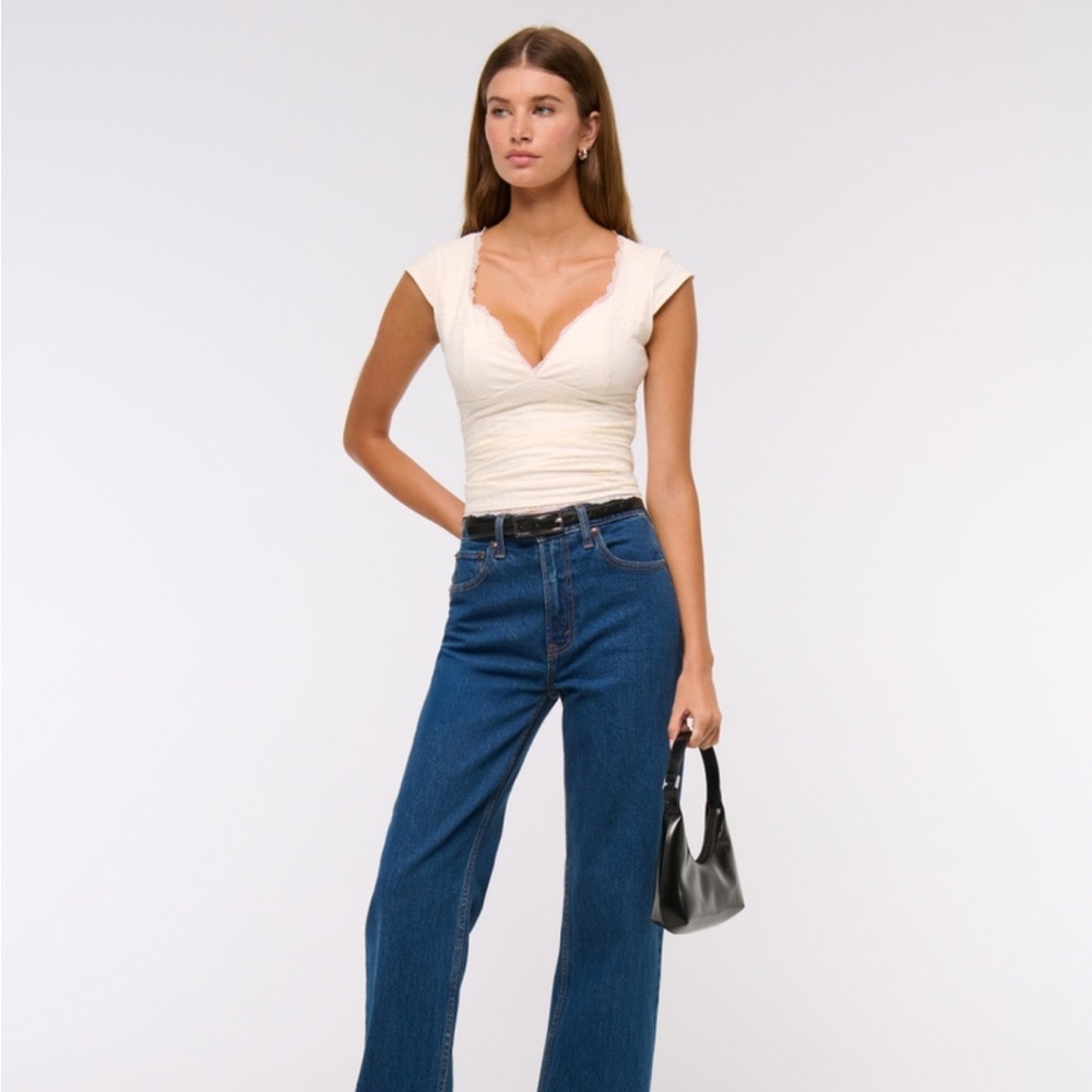 Abercrombie & Fitch White Zoe Bra-Free Lace Top